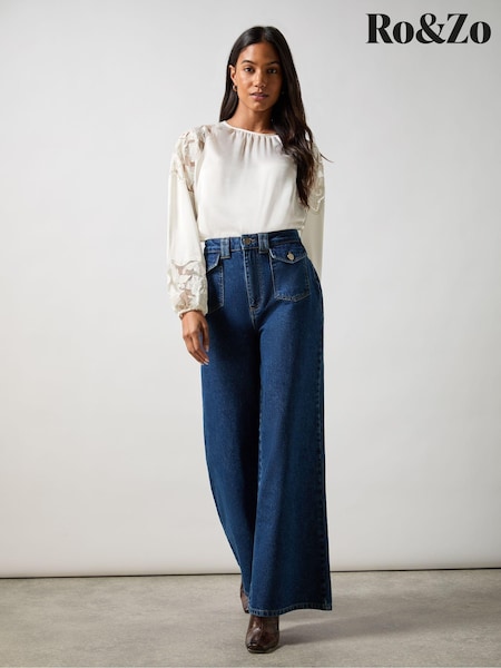 Ro&Zo Blue Wide Leg 100% Cotton Jeans (AG9750) | €59