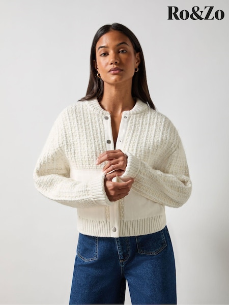 Ro&Zo White Textured Bomber Jacket (AG9764) | €170