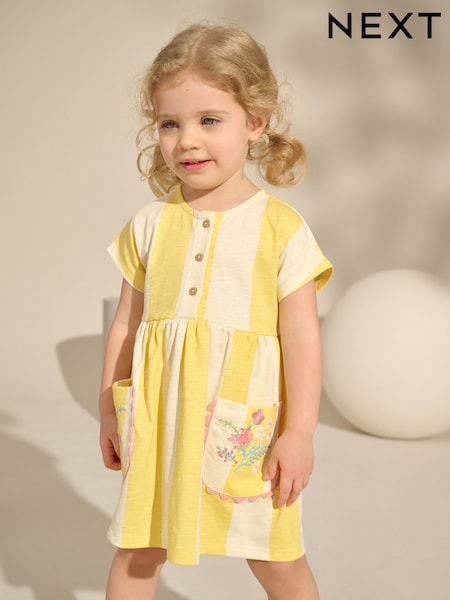 Dungă galbenă - Mânecă scurtă Jersey Summer Rochie (3mths-7yrs) (AG9776) | 82 LEI - 97 LEI