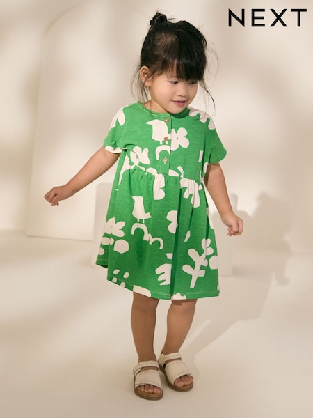 Green Character Print Short Sleeve Jersey Summer Dress (3mths-7yrs) (AG9778) | kr134 - kr167