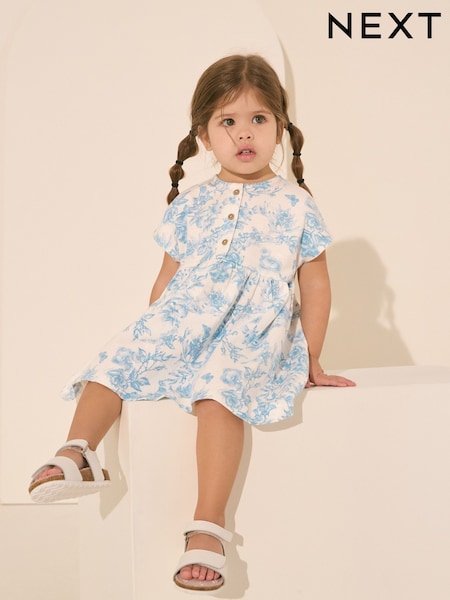 Light Blue Short Sleeve Jersey Summer Dress (3mths-7yrs) (AG9779) | €11 - €14