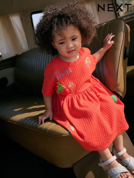 Red Padded Fruits Short Sleeve Jersey Summer Dress (3mths-7yrs) (AG9780) | $12 - $16