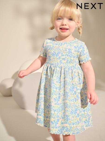 Blue Short Sleeve Jersey Dress (3mths-7yrs) (AG9783) | kr100 - kr130