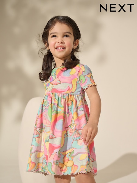 Rainbow Butterfly Short Sleeve Jersey Dress (3mths-7yrs) (AG9785) | $9 - $12