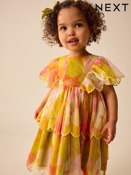 Print Mesh Scallop Party Dress (3mths-7yrs) (AG9800) | 119 QAR - 139 QAR