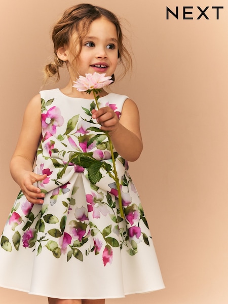 أبيض بيج فاتح - Sleeveless Floral Party Dress (3mths-7yrs) (AG9801) | ‏9 د.ك.‏ - ‏10.500 د.ك.‏