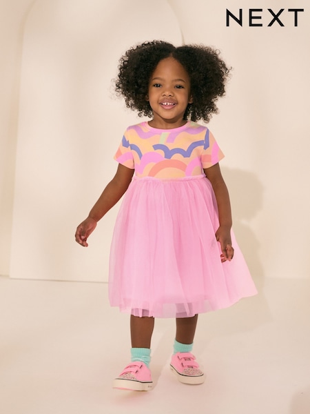 Rainbow Pink Mesh Party Dress (3mths-7yrs) (AG9810) | €19 - €22
