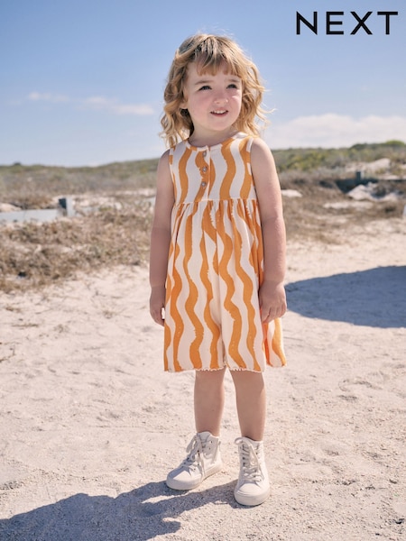Orange/Ecru Stripe Jersey Playsuit (3mths-7yrs) (AG9812) | R$ 110 - R$ 125