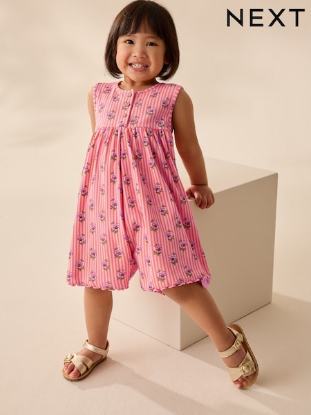 وردي مرجاني زهور - Jersey Rib Playsuit (3mths-7yrs) (AG9813) | ‏56 د.إ.‏ - ‏ 66‏ د.إ.
