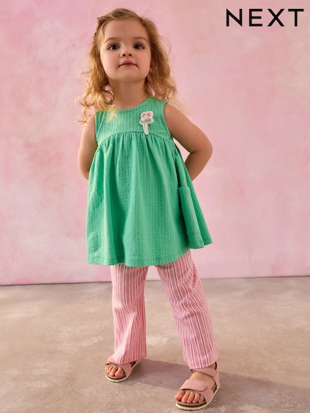 Green/Pink Character Dress and Trousers Set (3mths-7yrs) (AG9819) | €24 - €29