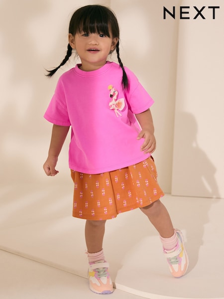 Pink/Orange Flamingo Character 100% Cotton T-Shirt and Skirt Set (3mths-7yrs) (AG9824) | 535 UAH - 700 UAH