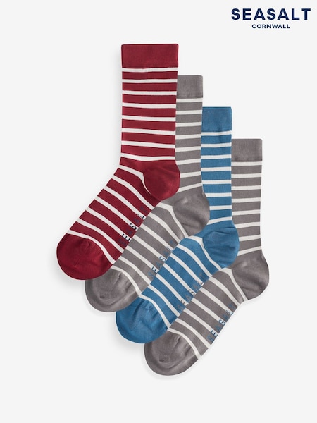 Seasalt Cornwall Black Multi Mens Sailor Socks Box of 4 (AG9880) | AED81