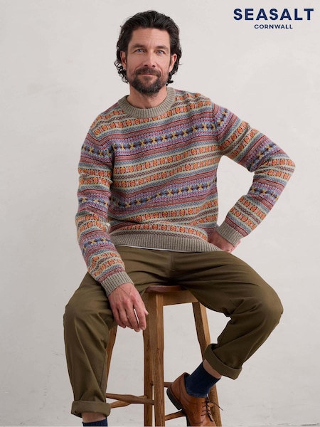 Seasalt Cornwall Orange/Blue Multi Mens Polventon Jumper (AG9930) | 247 QAR