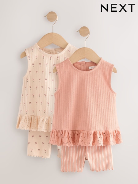Neutral/Blümchenmuster - Vest and Shorts Set 2 Pack (3mths-7yrs) (AG9938) | 30 € - 35 €