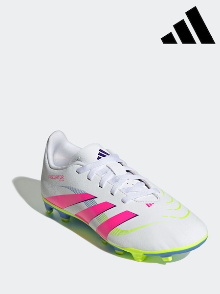 adidas White/Pink Kids Predator Club Firm/Multi-Ground Boots (AH1011) | R$ 345