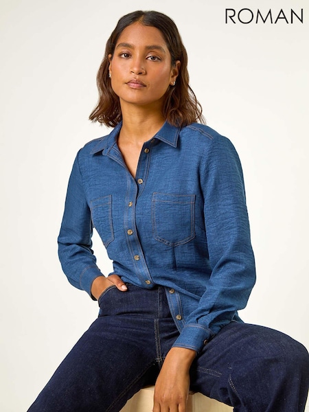 Roman Button Up Pocket Detail Collar Shirt (AH1015) | €50