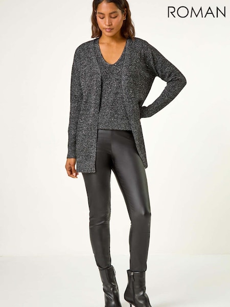 Roman Black Sequin Embellished Knit Cardigan (AH1045) | € 62