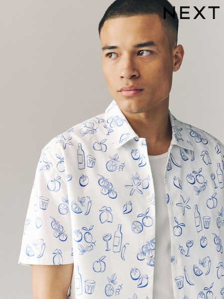 White Lemon Printed Short Sleeve Shirt (AH1079) | R$ 285