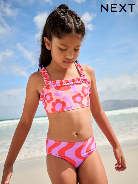 Purple/Red Floral Print Square Neck Bikini (3-16yrs) (AH1112) | €20 - €27