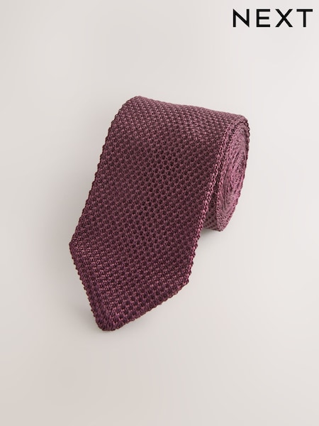 Red Knitted Silk Tie With Point (AH1134) | €17