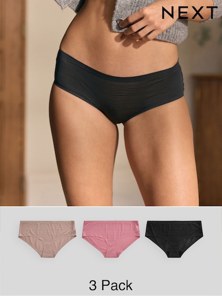 Musta / Rose Vaaleanpunainen / Praline Vaalea beige - Ei näkyviä pikkuhousujen rajoja Raita Knickers 3 Pack (AH1144) | €33