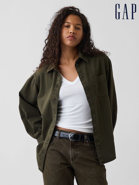 Olive Green - Gap Denim Big Shirt