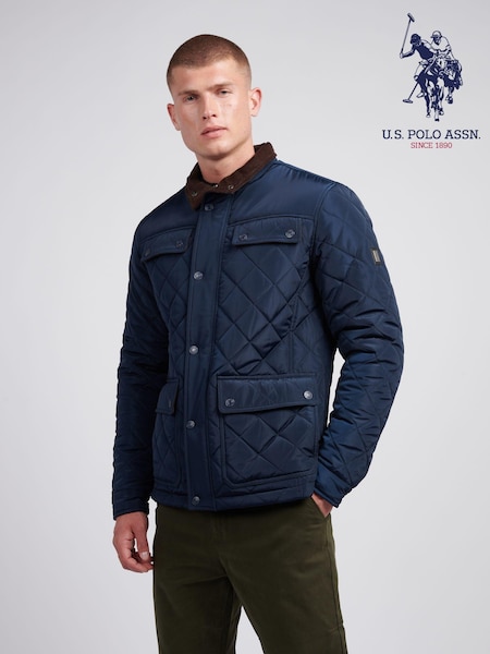 U.S. Polo Assn Blue U.S. Polo Assn. Mens Diamond Quilted Funnel Black Jacket (AH1368) | €166