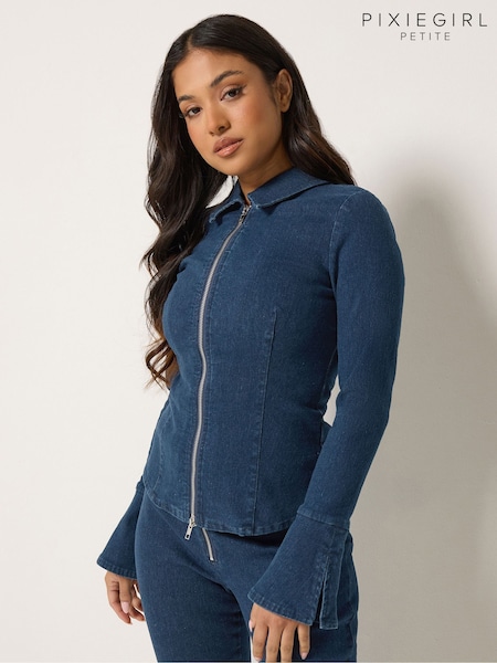 Niebieski - Pixiegirl Petite Fitted Zip Jacket