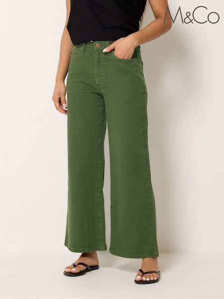 Green - M&co Petite Wide Leg Jeans