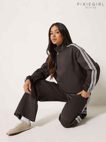 Brown - Pixiegirl Petite Striped Track Jacket