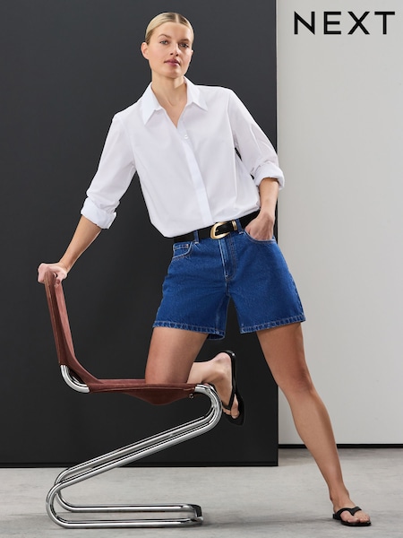 Dark Wash 100% Cotton Rigid Denim Shorts (AH3405) | $26