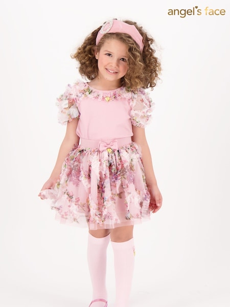 Angels Face Pink Codie Floral Tulle Top (AH3474) | €30 - €32