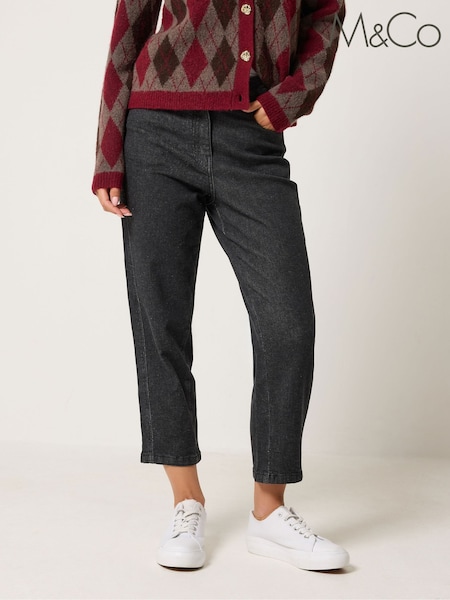 Grau - M&co Petite Barrel Leg Jeans