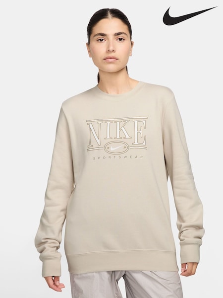Nike Light Wood Natural Sportswear Club Fleece Logo Crew-Neck Sweatshirt (AH3592) | €69