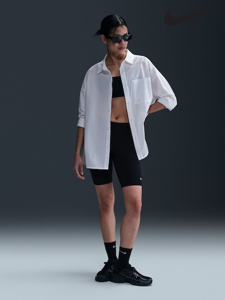 Nike White Oversized Long Sleeve Poplin Button-Up Shirt (AH3599) | €83