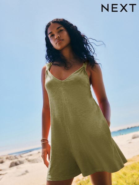 ירוק חאקי - 100% Cotton Jersey Playsuit (AH3632) | ‏80‏₪