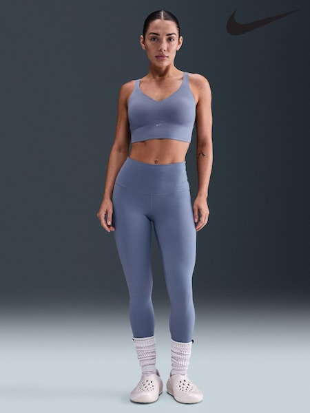 Nike World Indigo Blue Alate Medium Support Longline Padded Sports Bra (AH3645) | €71