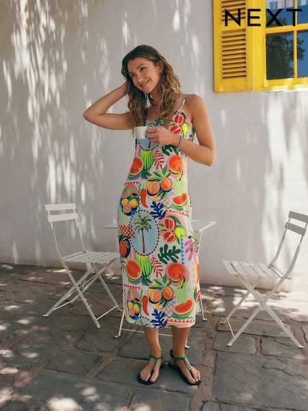 Pink/Orange Midi Slip Summer Dress (AH3999) | €31