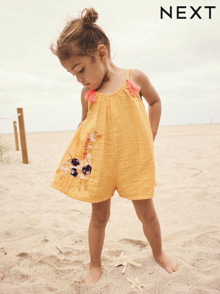 Ochre Yellow Giraffe 100% Cotton Playsuit (3mths-10yrs) (AH4009) | €19 - €24