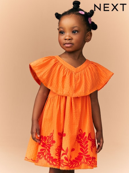 Orange Embroidered Summer Dress (3mths-10yrs) (AH4010) | €32 - €39