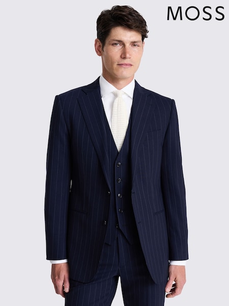 MOSS Blue Tailored Fit Stripe Performance Jacket (AH4025) | €242