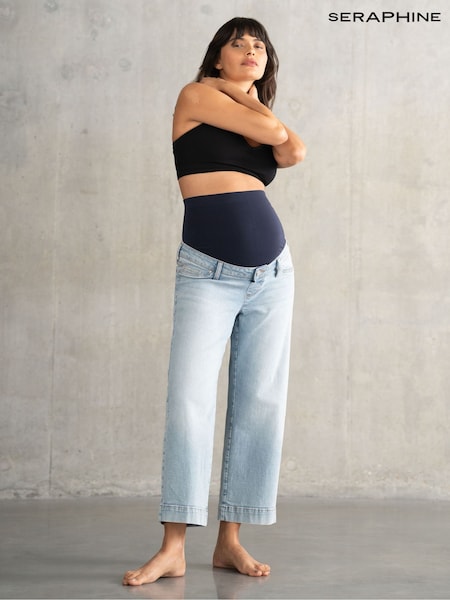 Seraphine Blue Maternity Cropped Straight Leg Jeans (AH4062) | $82