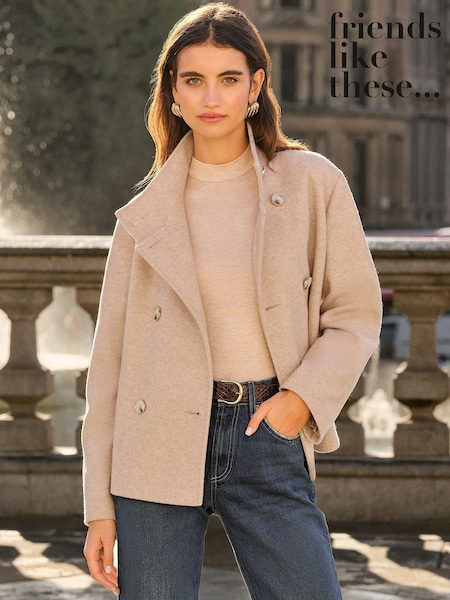 Friends Like These Cream Short Funnel Neck Coat (AH4073) | kr971