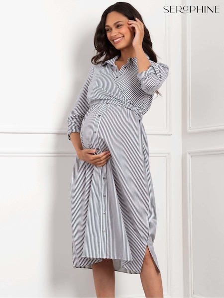 Seraphine Maternity Blue Stripe Shirt Dress (AH4078) | €54