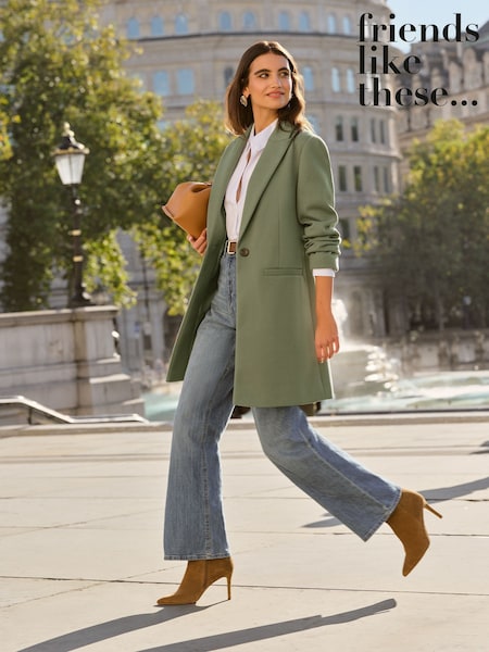 Grün - Friends Like These Twill Tailored Single Button Coat (AH4082) | CHF 109