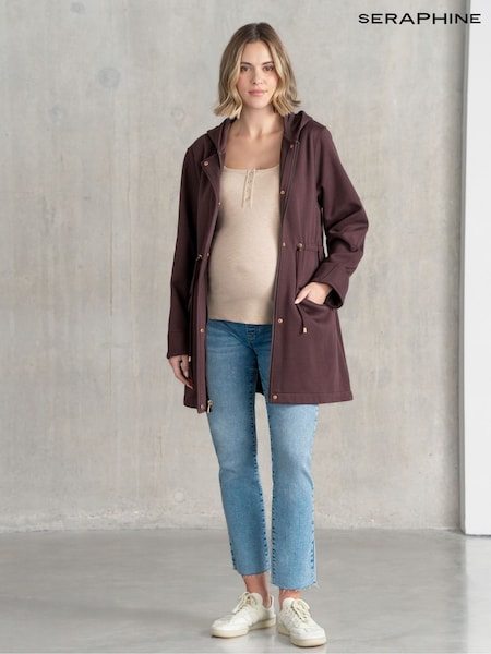 Seraphine Maternity Drawstring Waist Brown Hoodie (AH4093) | ‏460 د.إ.‏