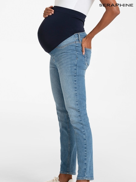 Seraphine Blue Skinny Overbump Maternity Jeans (AH4100) | 410 LEI