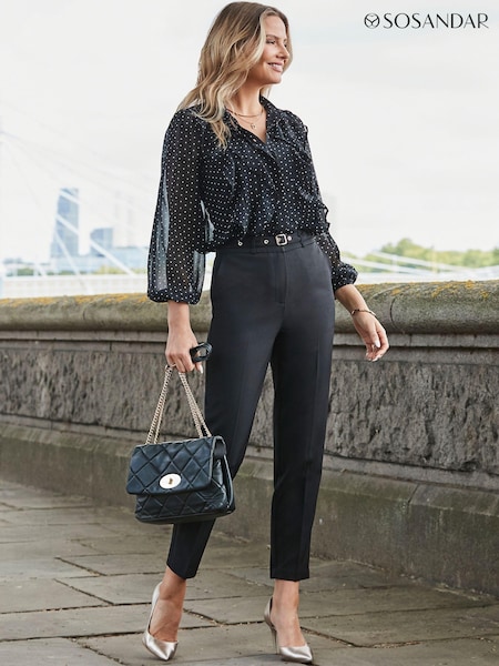 Sosandar Black Belted Tapered Trousers (AH4155) | €69