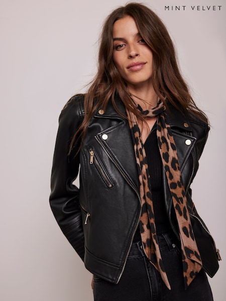 Mint Velvet Brown Leopard Print Skinny Scarf (AH4278) | ₪176