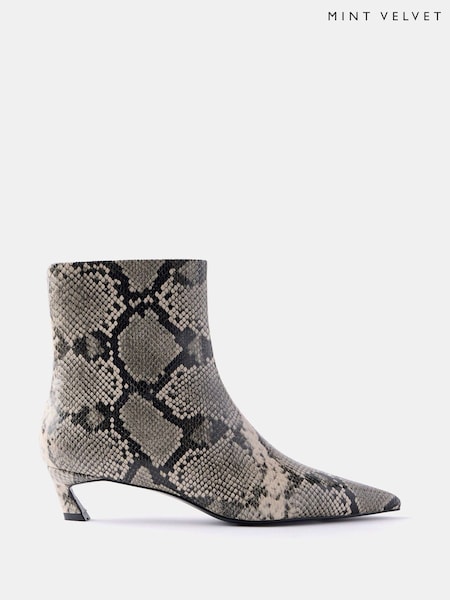 Mint Velvet Animal Leather Snake Print Ankle Boots (AH4287) | AED868
